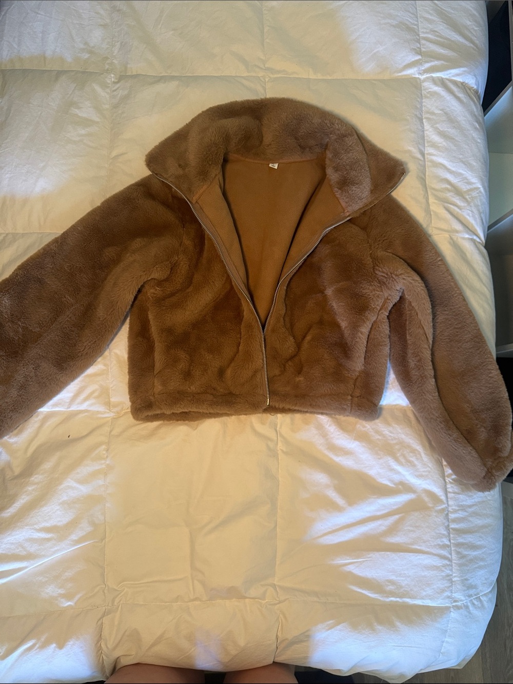 Uniqlo Brown Faux Fur Zip-Up Jacket